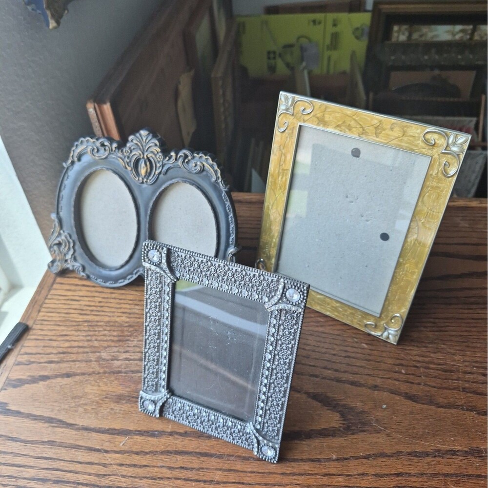 3 Art Deco Victorian Tabletop Photo Frames Mixed styles 80s 1980s Assorted Lot